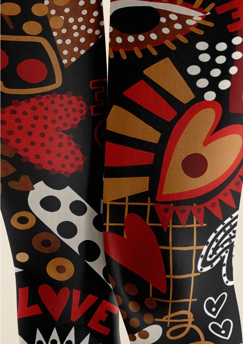 Love Pop Art Hearts Graphic & Artistic Tights Hosiery Pantyhose
