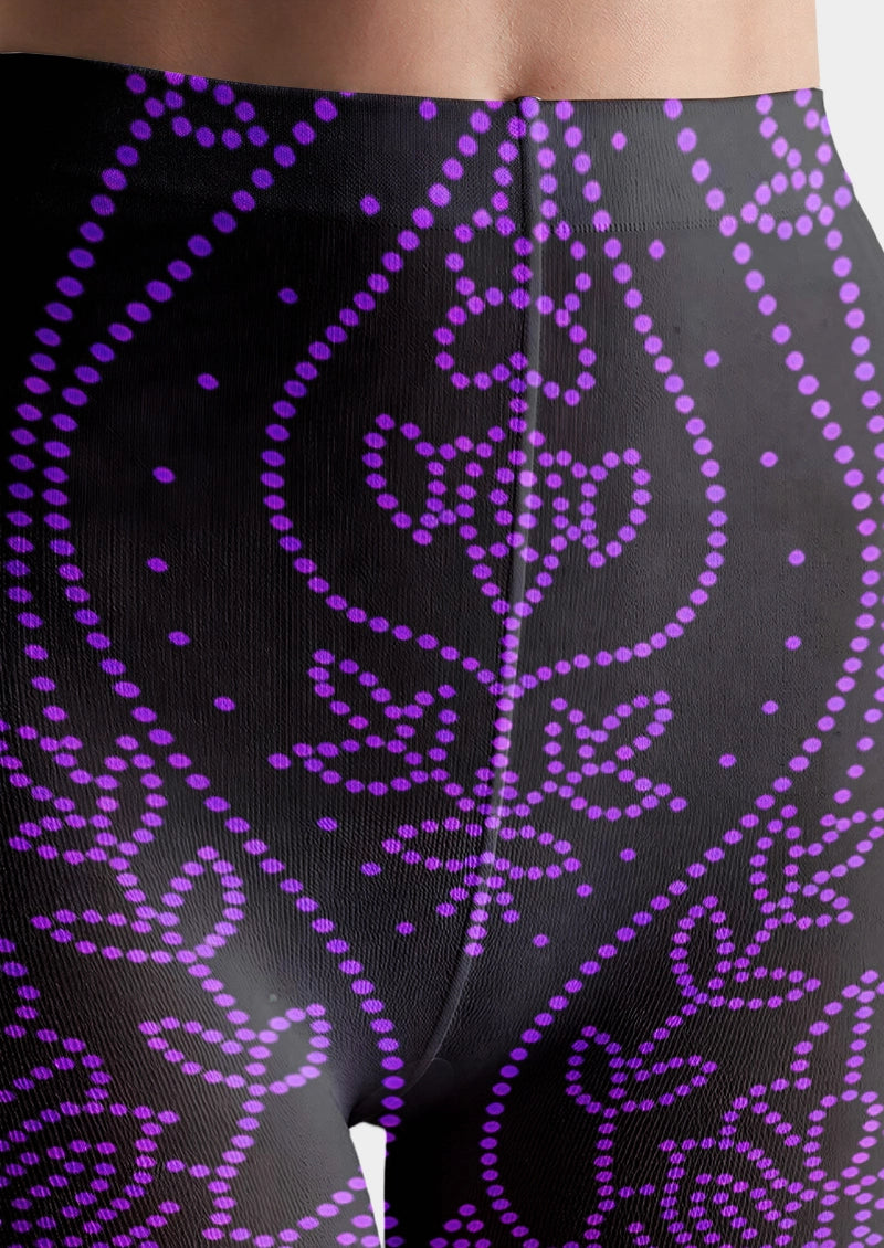 Midnight Violet Ornamental Lace Tights Hosiery Pantyhose