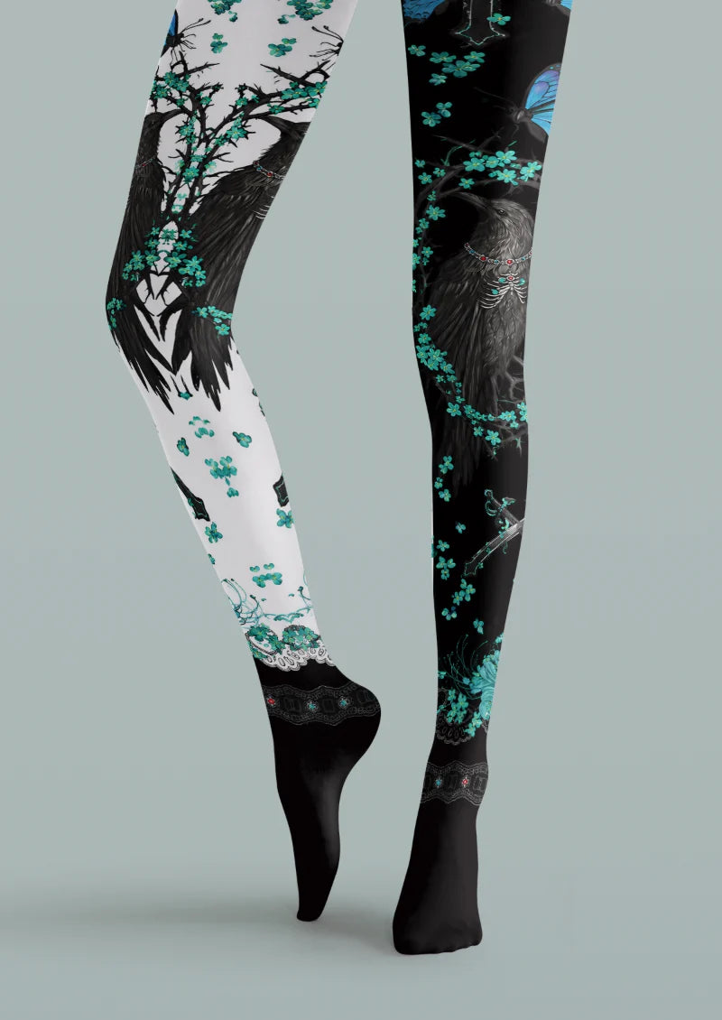 Black Raven and Butterfly Tights