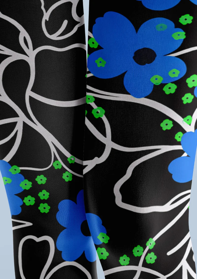 Black Floral Tights