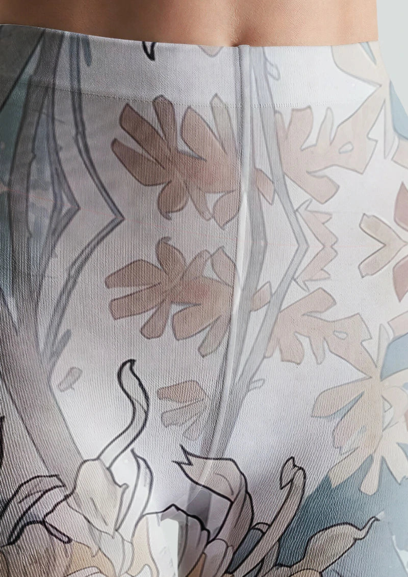 Watercolor Chrysanthemum Floral Tights Hosiery Pantyhose