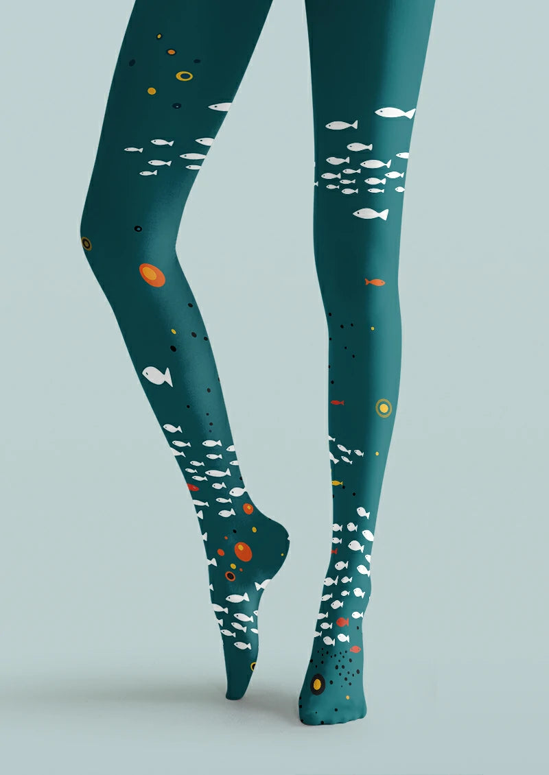 Blue School of Fish Tights
