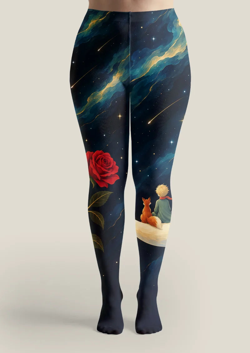 Navy Rose and Moon Tights