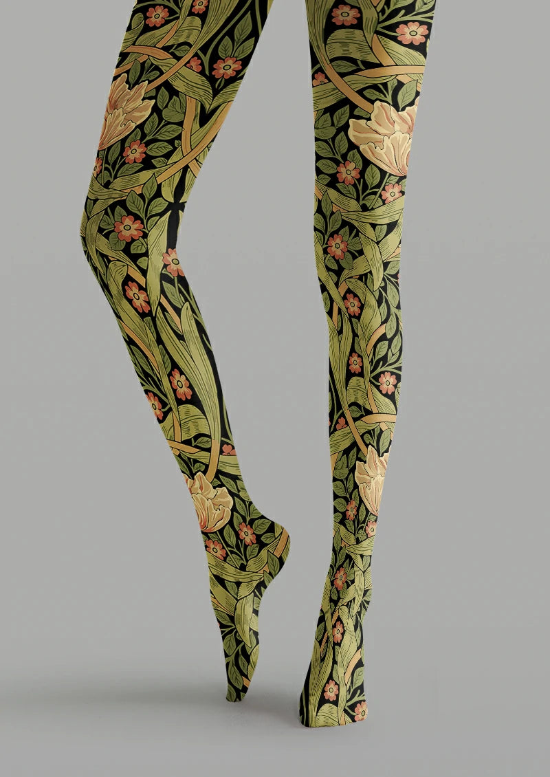 Green Leaf and Bloom Tights