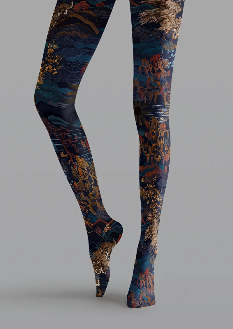 Navy Tiger and Eagle Tights