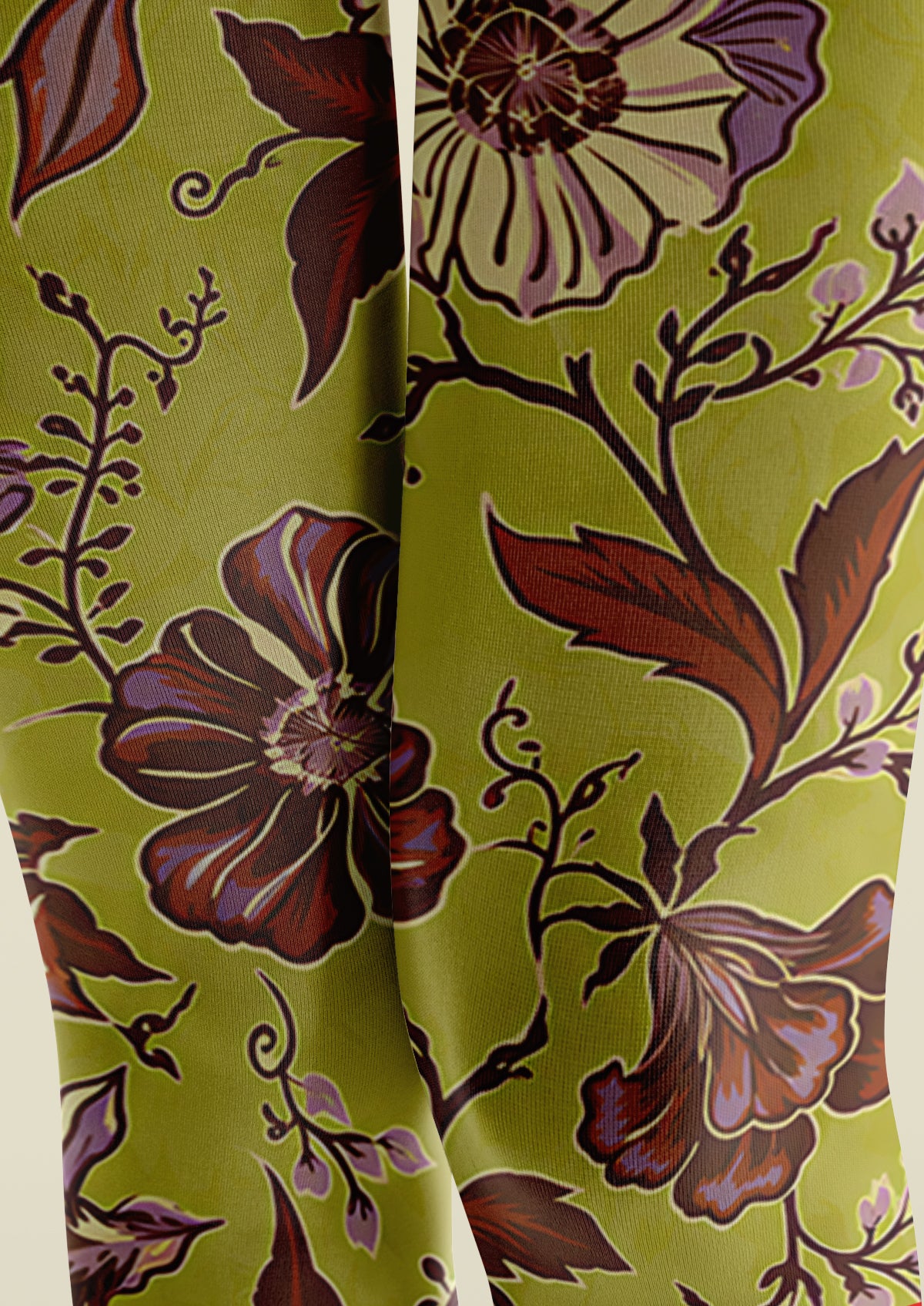 Green Floral Tights