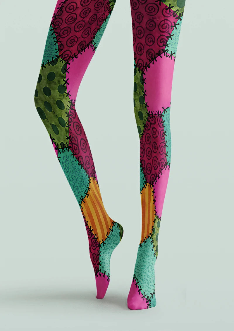 Multicolor Patchwork Tights