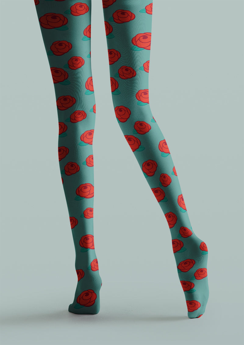 Minimal Rose Floral Pattern Tights Hosiery Pantyhose