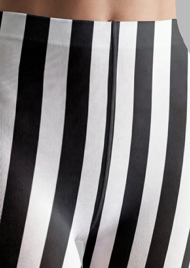 White Cat Portrait Stripe Tights