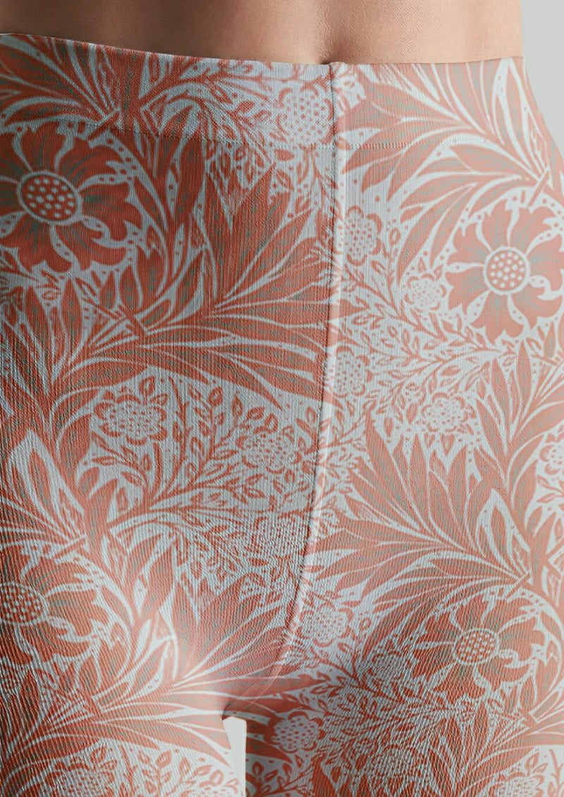 Orange Floral Vine Tights