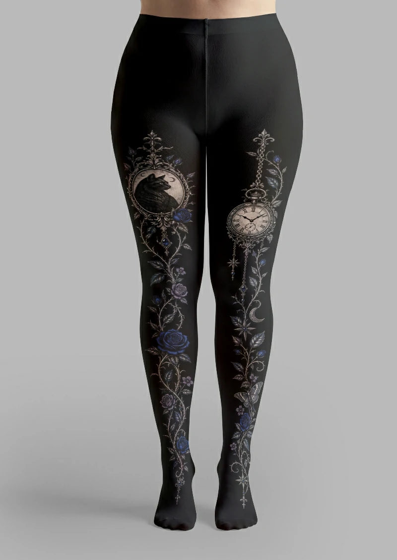 Black Cat Pocket Watch Tights