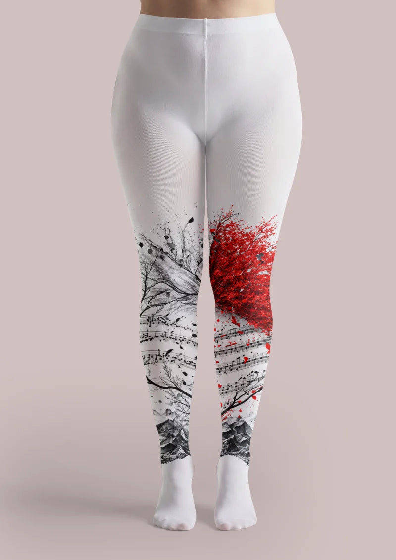 White Musical Tree Tights