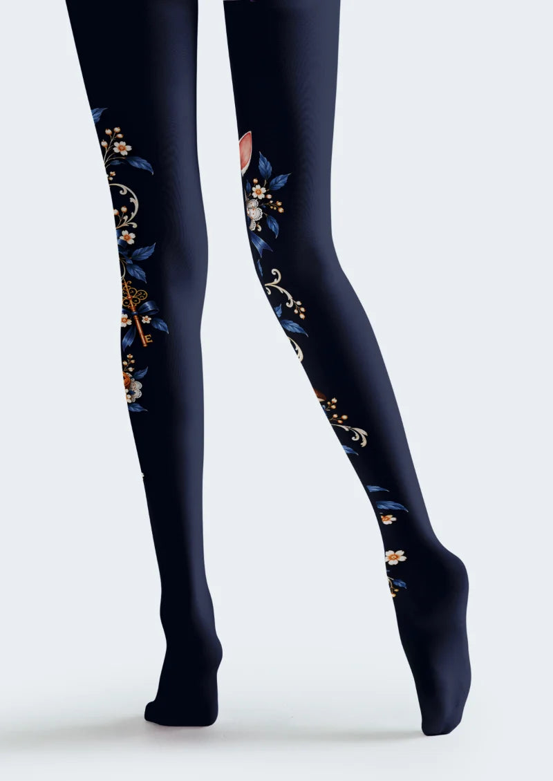 Navy Rabbit and Teacup Tights