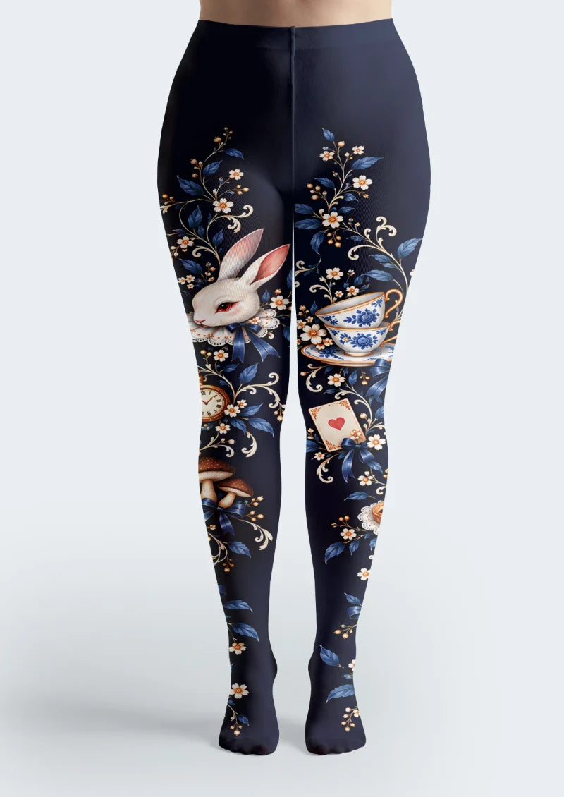 Navy Rabbit and Teacup Tights