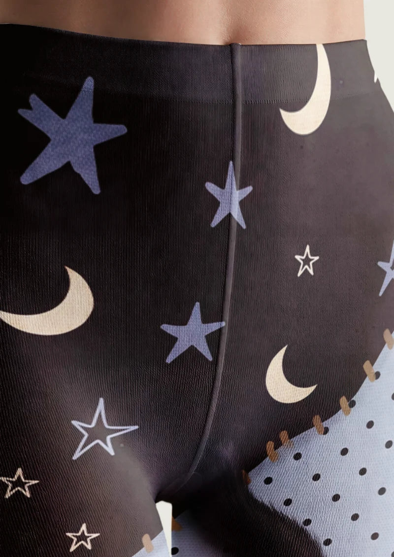 Black Cat Patchwork Tights