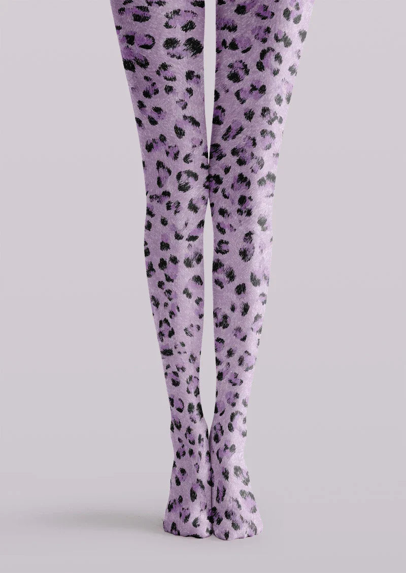 Lavender Leopard Animal Print Tights Hosiery Pantyhose