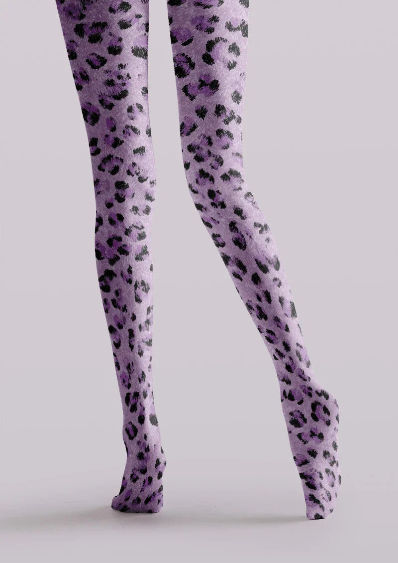 Lavender Leopard Animal Print Tights Hosiery Pantyhose