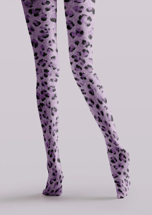 Lavender Leopard Animal Print Tights Hosiery Pantyhose