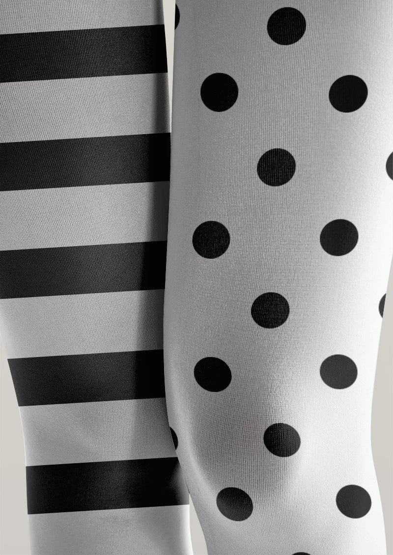 Striped Polka Dot Contrast Tights Hosiery Pantyhose