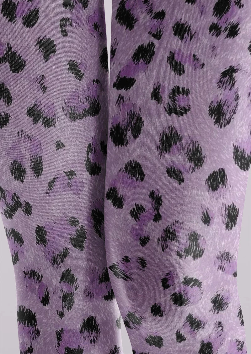 Lavender Leopard Animal Print Tights Hosiery Pantyhose