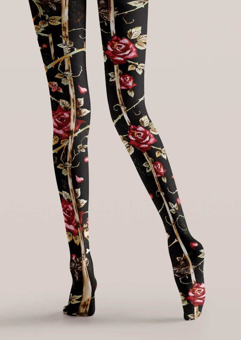 Black Red Rose Tights
