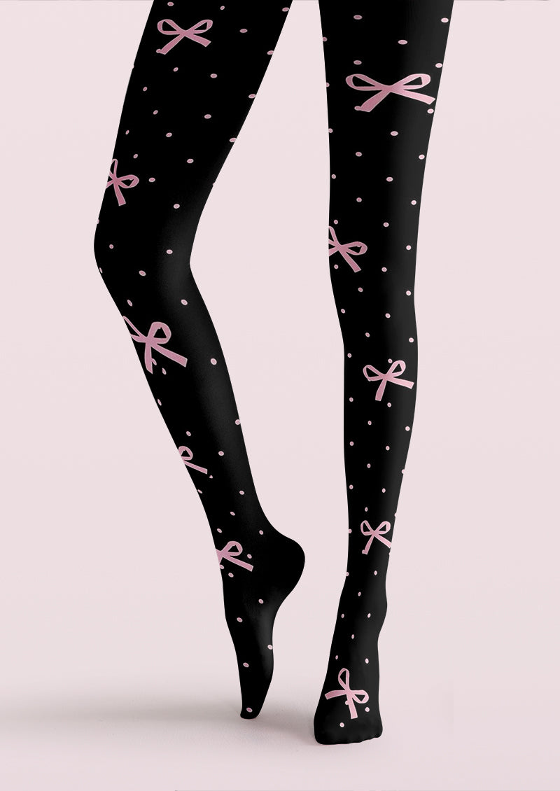 Polka Dot Bow Printed Tights Hosiery Pantyhose