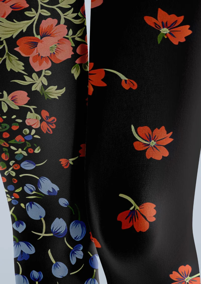 Black Floral Tights
