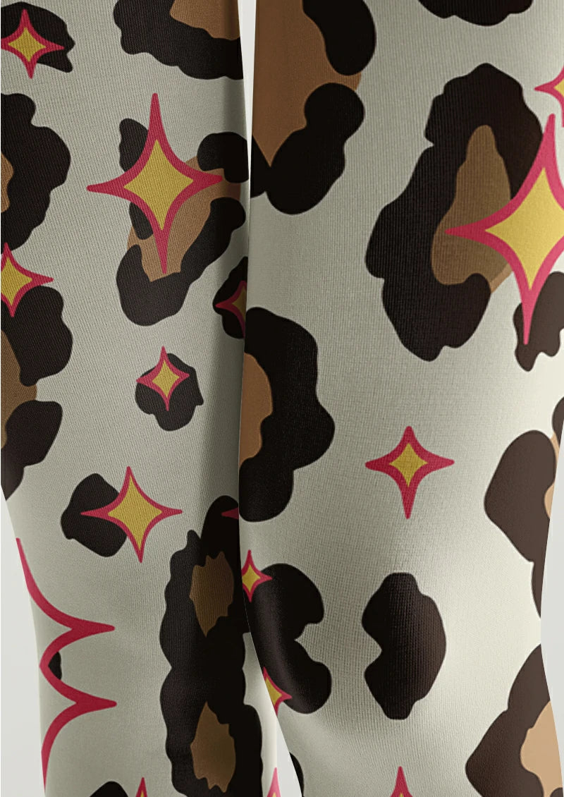 Ivory Leopard Star Tights