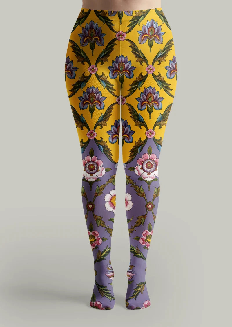 ツートン白黒猫タペストリータイツ