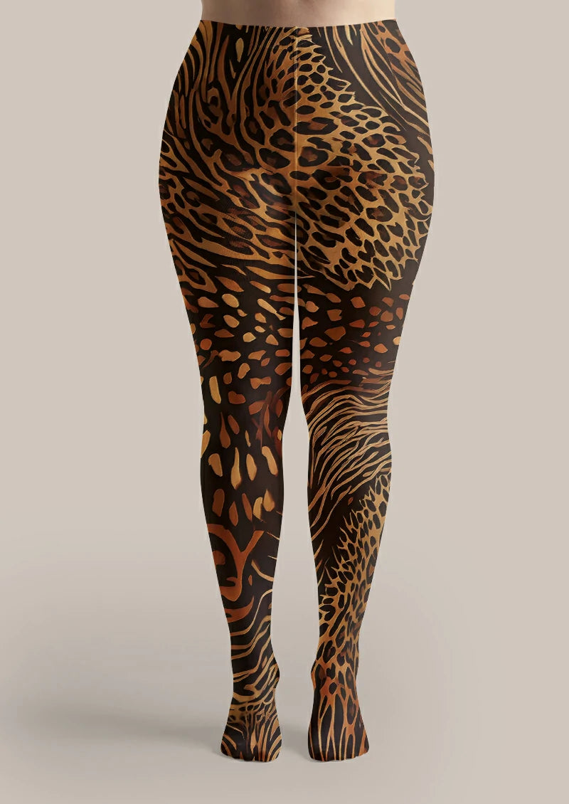 Black Mixed Animal Print Tights