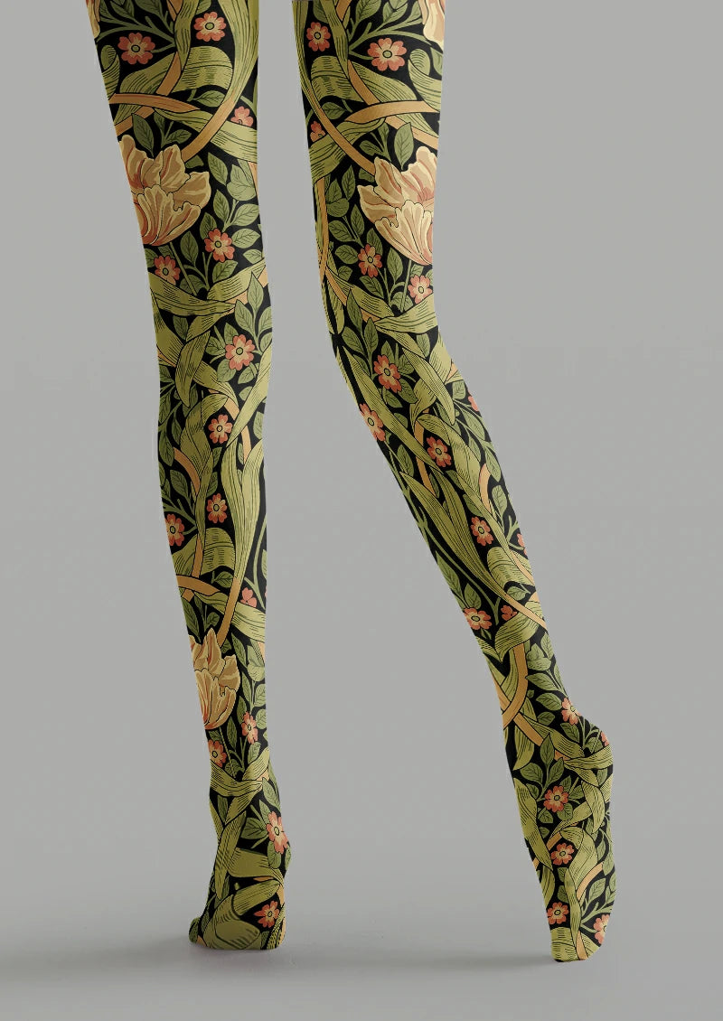 Green Leaf and Bloom Tights