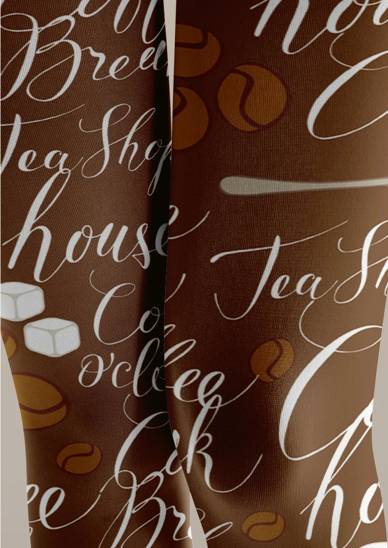 Brown Coffee Script Tights