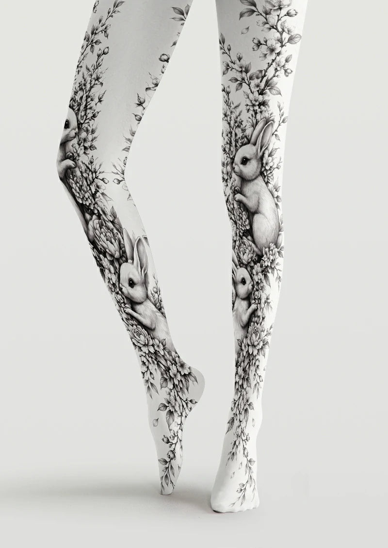 White Rabbit Floral Tights