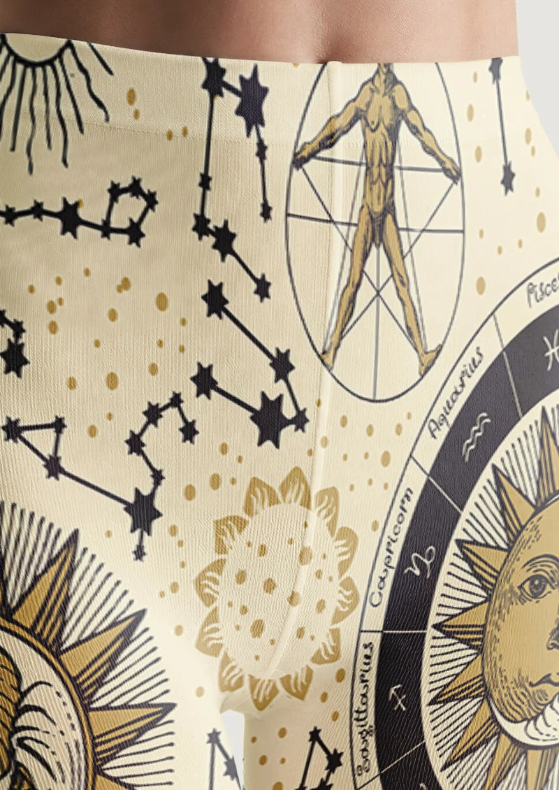 Celestial Zodiac Sun Moon Tights Hosiery Pantyhose