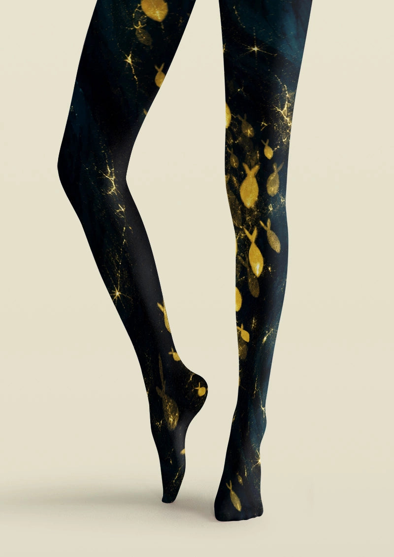 Golden Fish Starry Galaxy Tights Hosiery Pantyhose