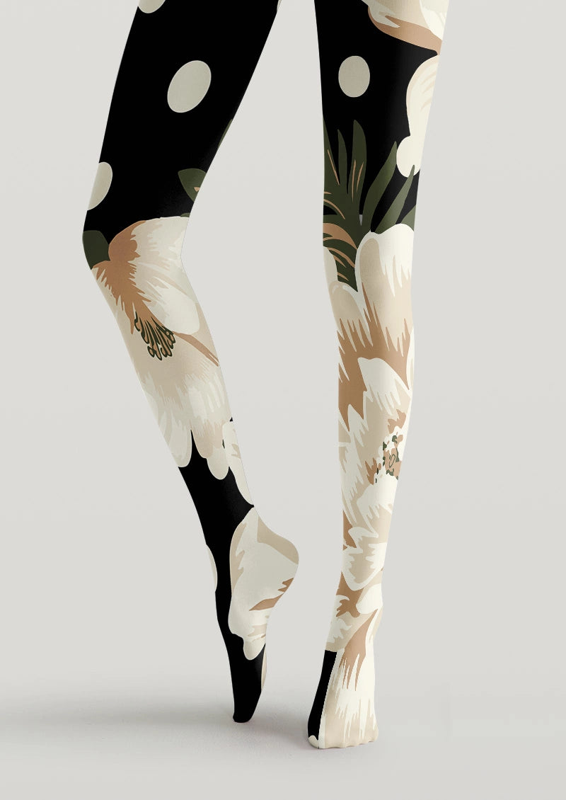 Oversized Floral Polka Dot Tights Hosiery Pantyhose