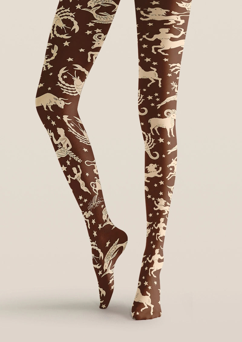 Celestial Zodiac Animal Print Tights Hosiery Pantyhose