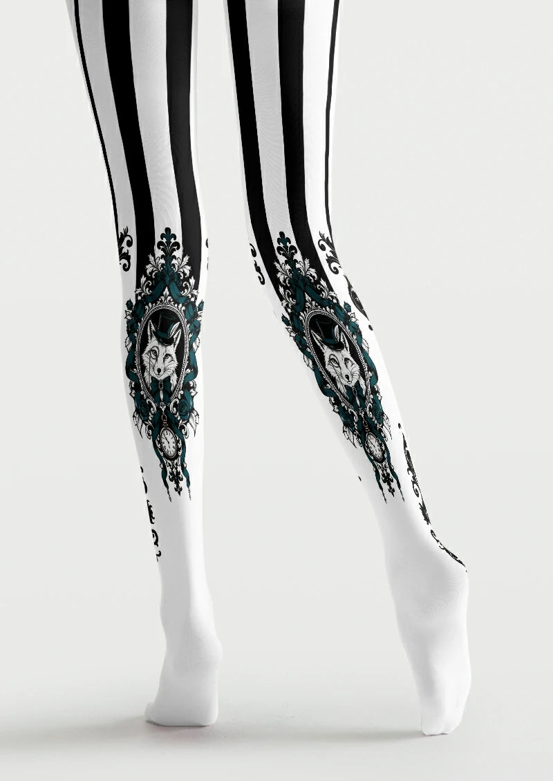 White Fox Portrait Stripe Tights