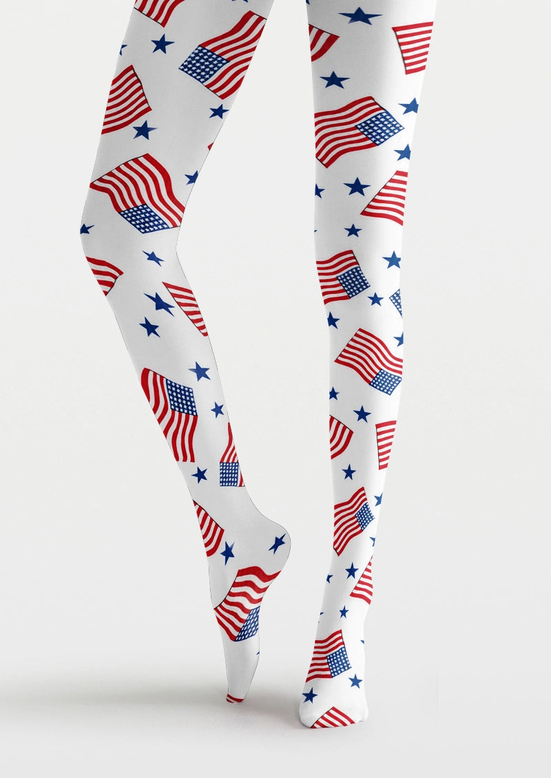 World Cup Flag & Star Print Tights Hosiery Pantyhose