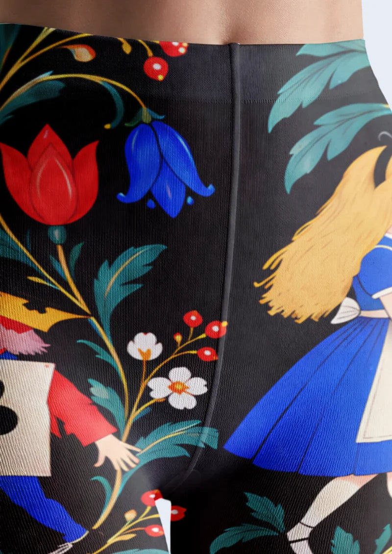 Black Storybook Floral Tights