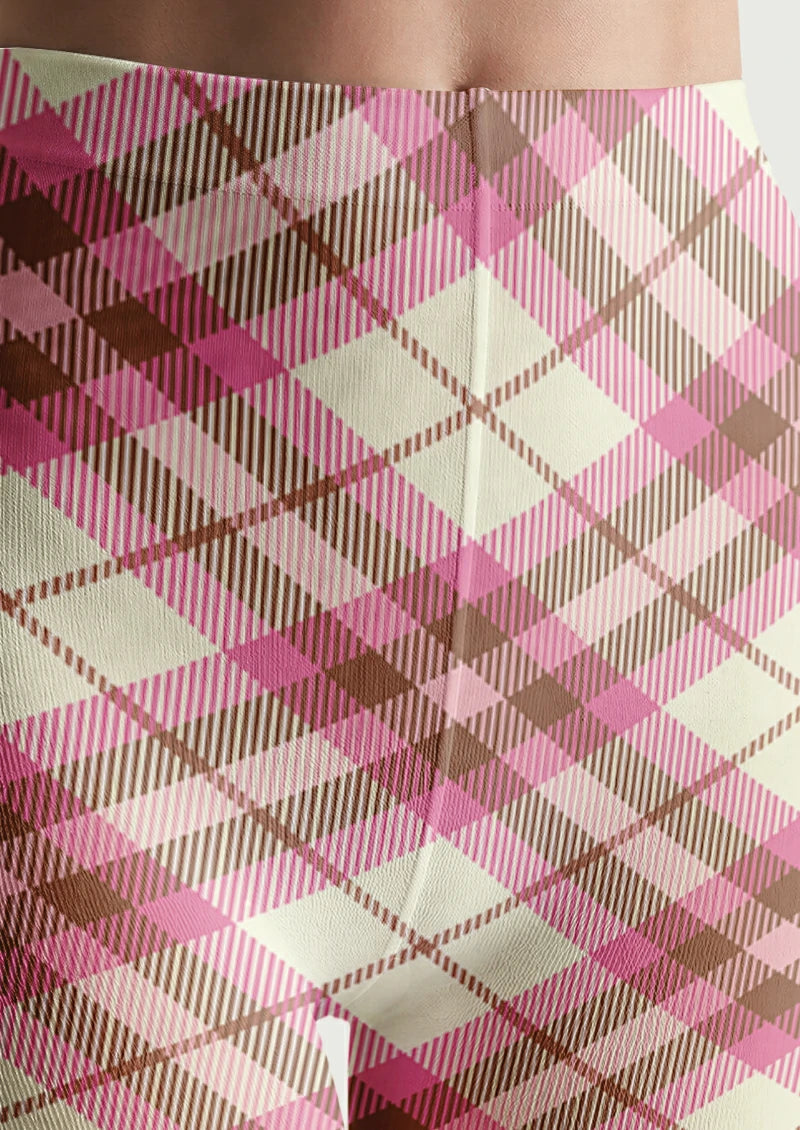 Ivory Pink Plaid Tights