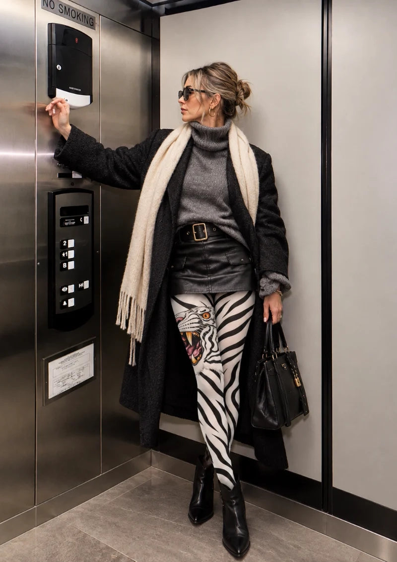White Tiger Stripe and Roaring Tiger Tights