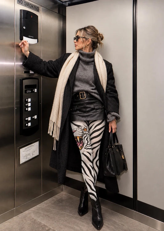 White Tiger Stripe and Roaring Tiger Tights