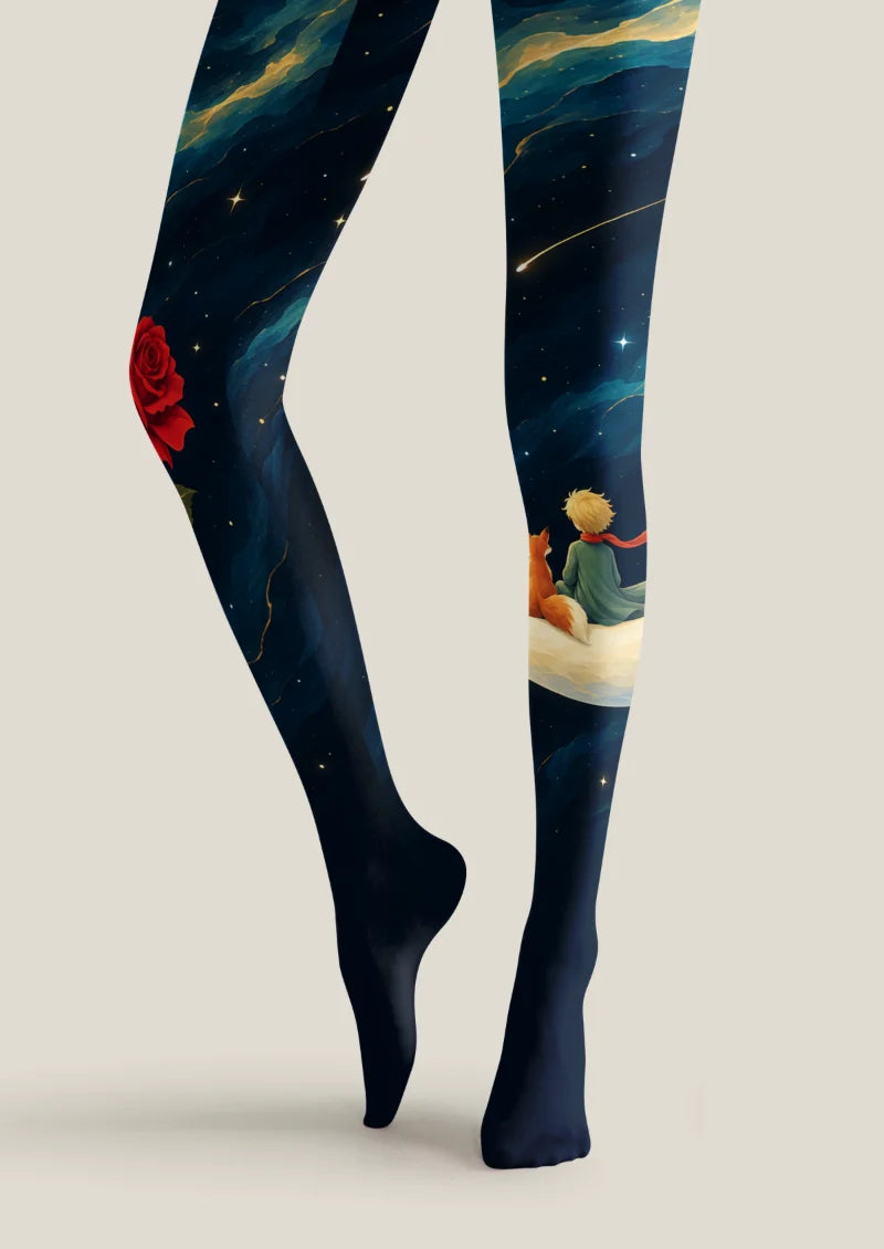 Navy Rose and Moon Tights