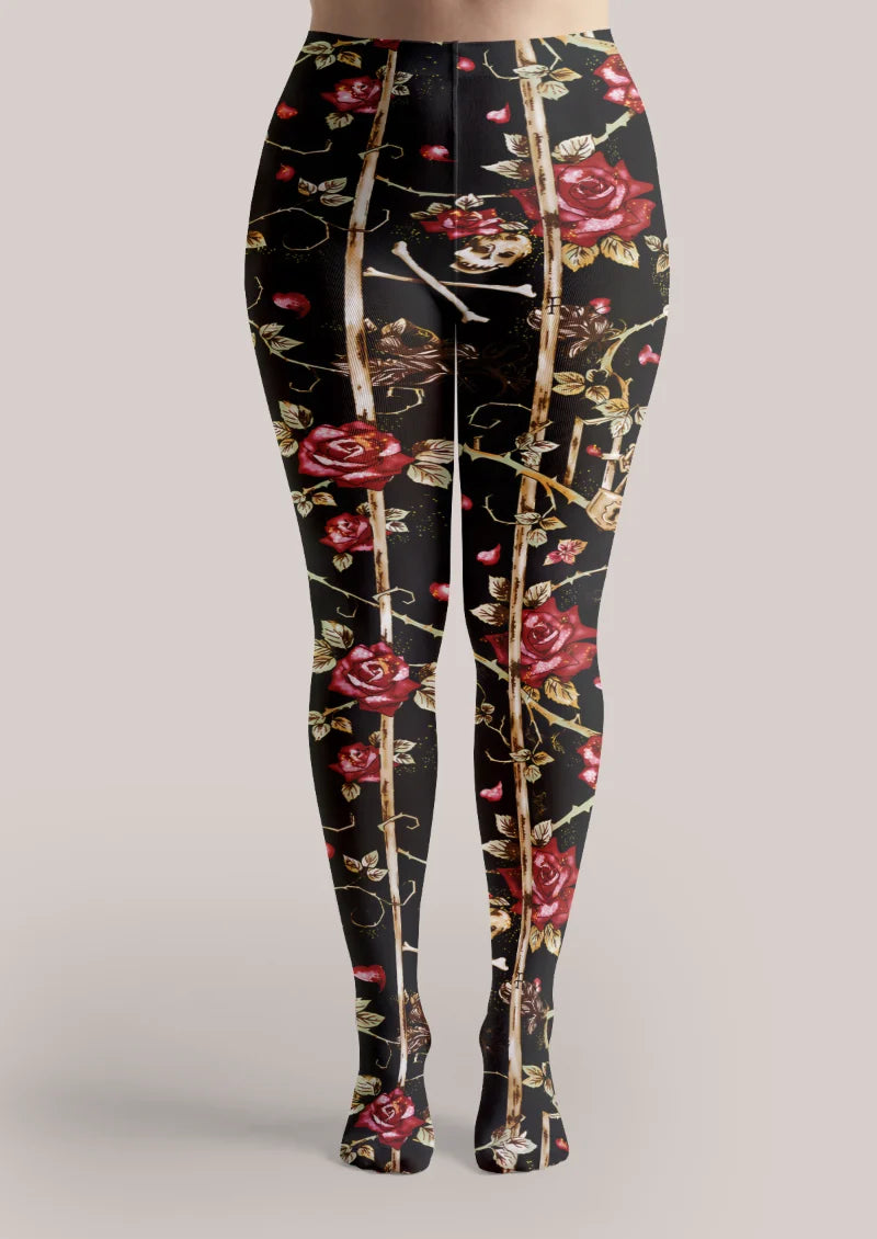 Black Red Rose Tights