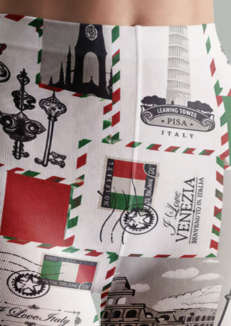 White Italian Postcard Tights
