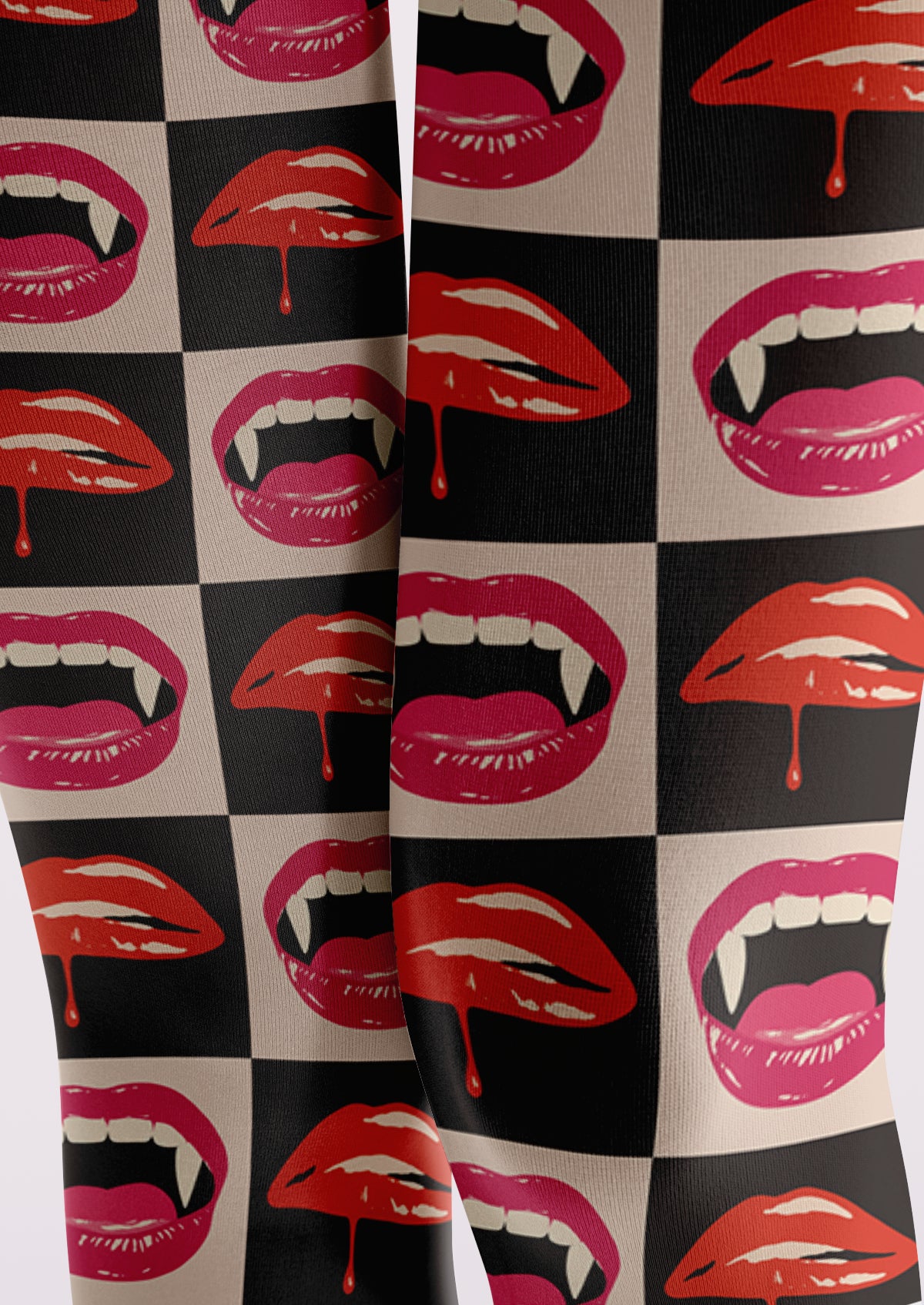 Black Lip Checker Tights