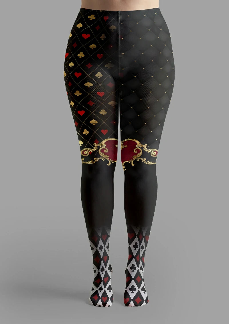 Black Playing Card Heart Tights