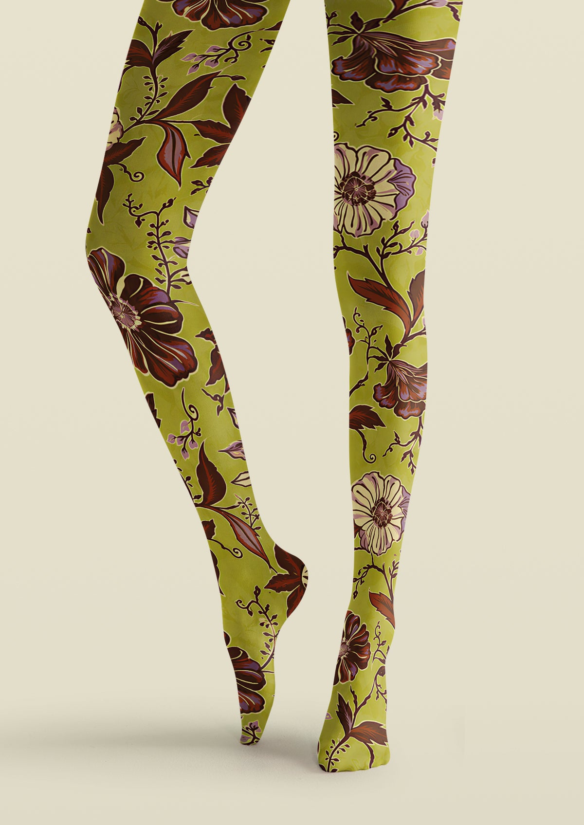 Green Floral Tights