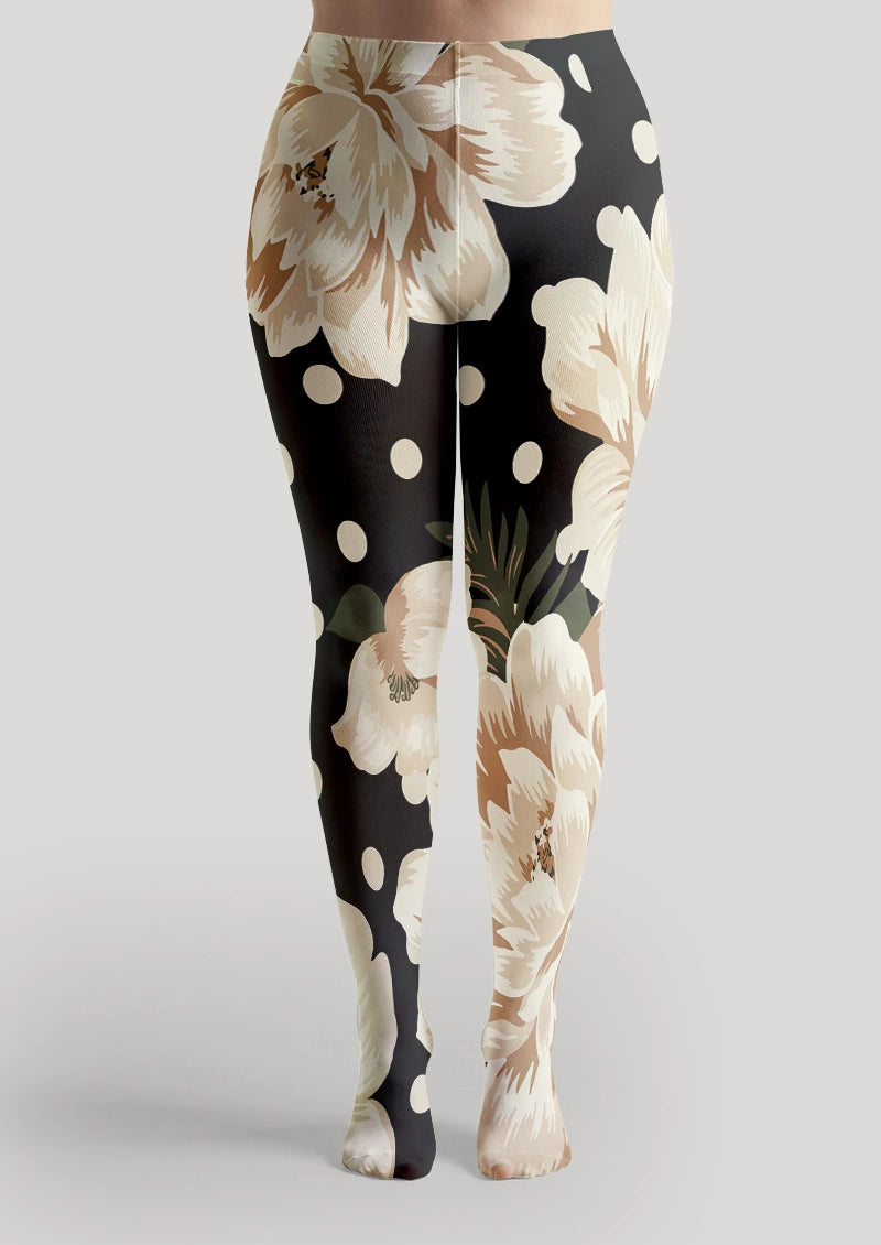 Oversized Floral Polka Dot Tights Hosiery Pantyhose